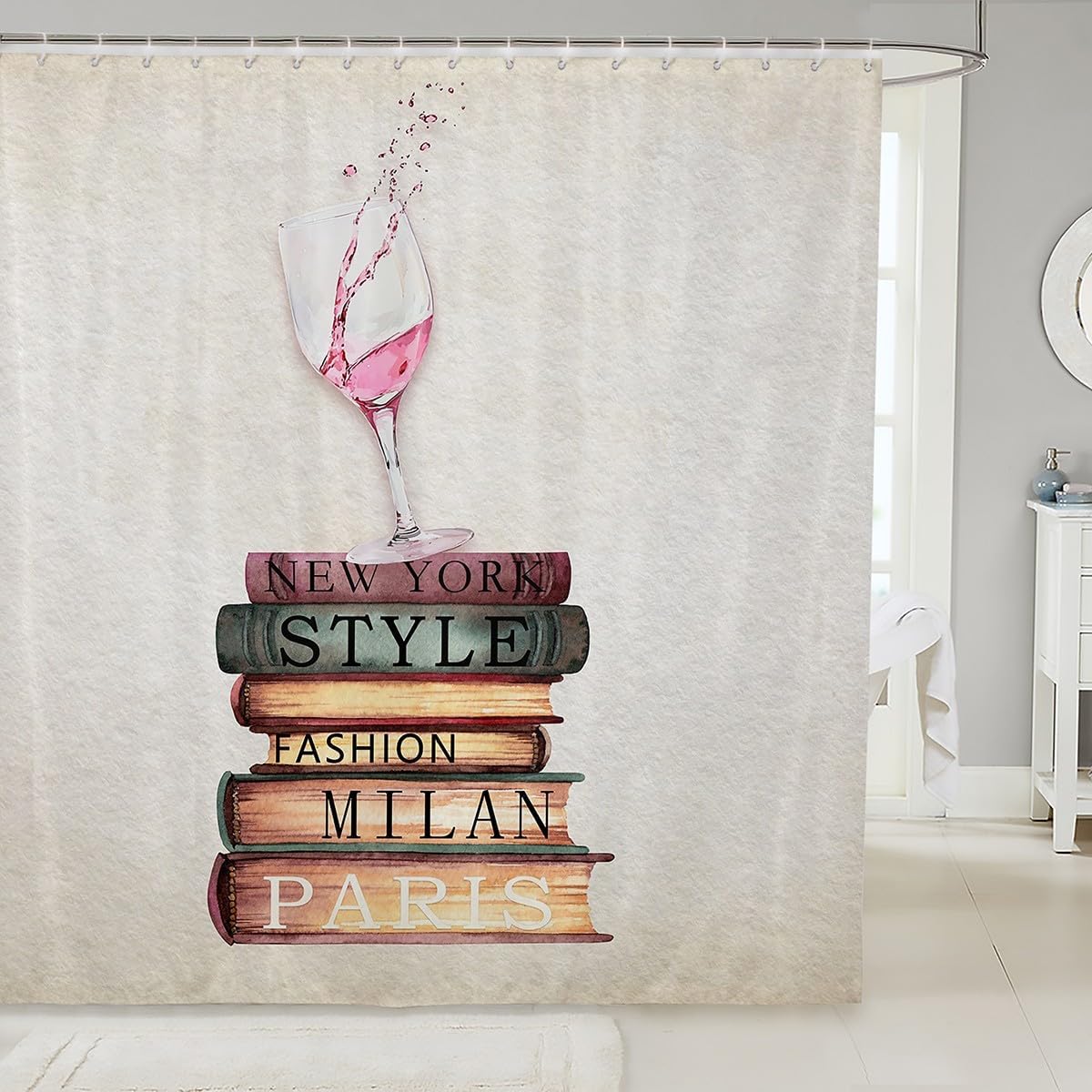Eroseual 78x72 shower curtain set modern design waterproof 12 hooks