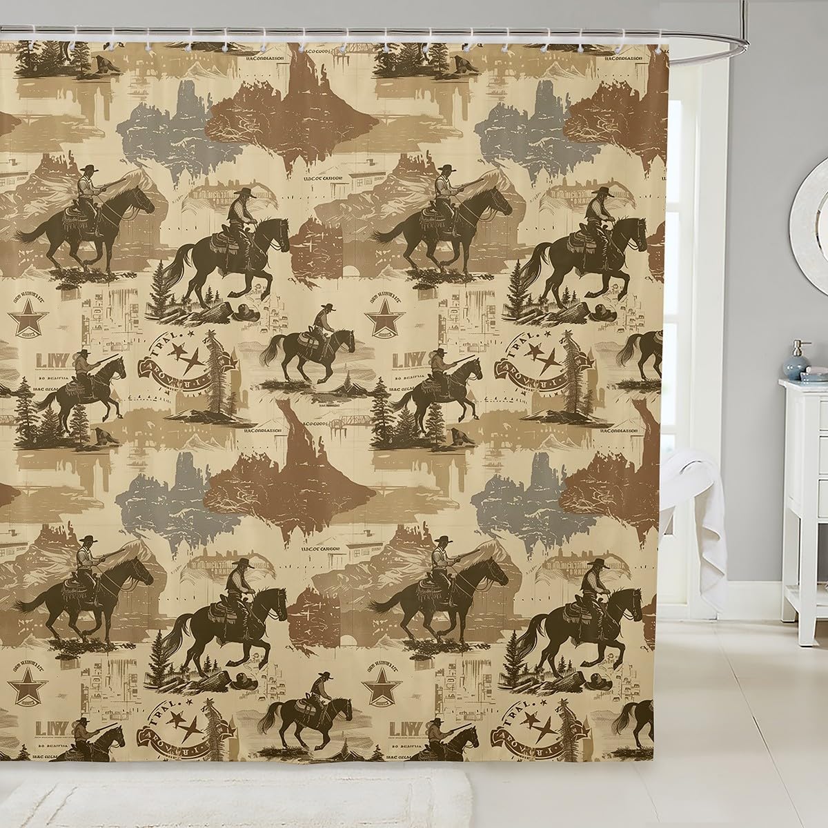 Feelyou Texas Star Cowboy Shower Curtain Set 72x78