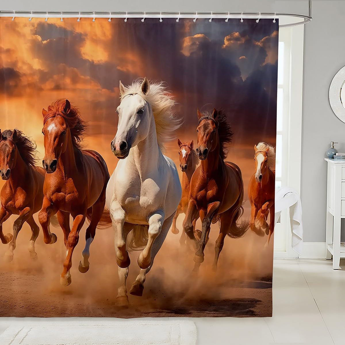 Feelyou Horse Bath Curtain Set 72x78 Kids Boys Girls