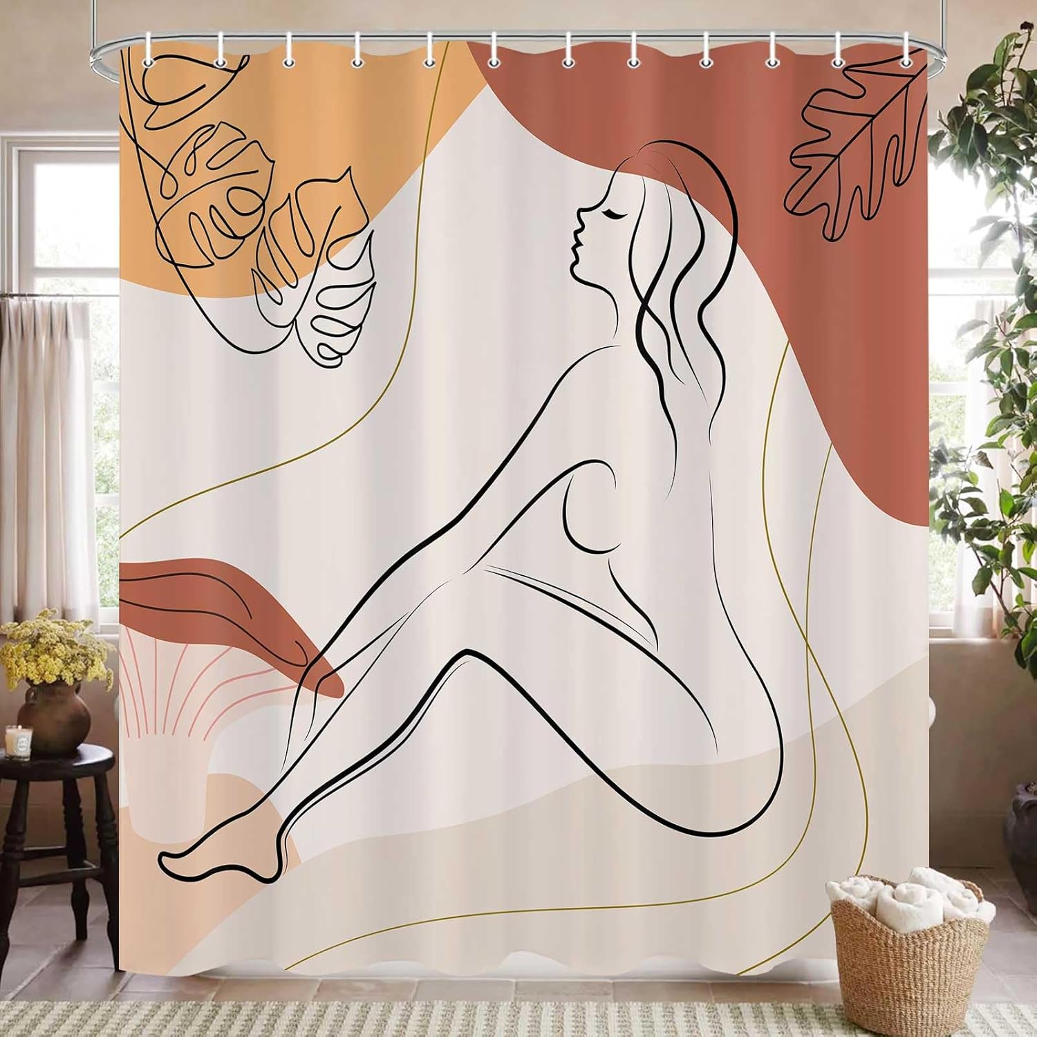 Boho Mid Century Modern 72x72 inch Contemporary Design Shower Curtain Set