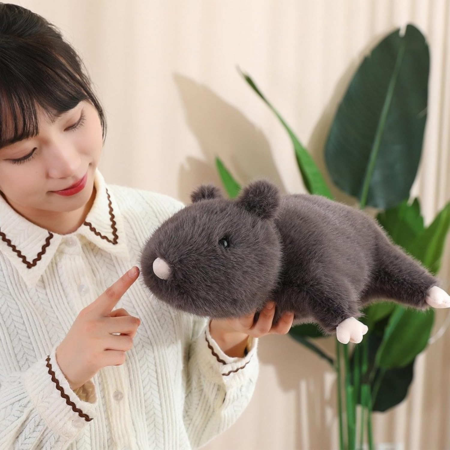 Gray Mouse Plush Pillow for Kids
