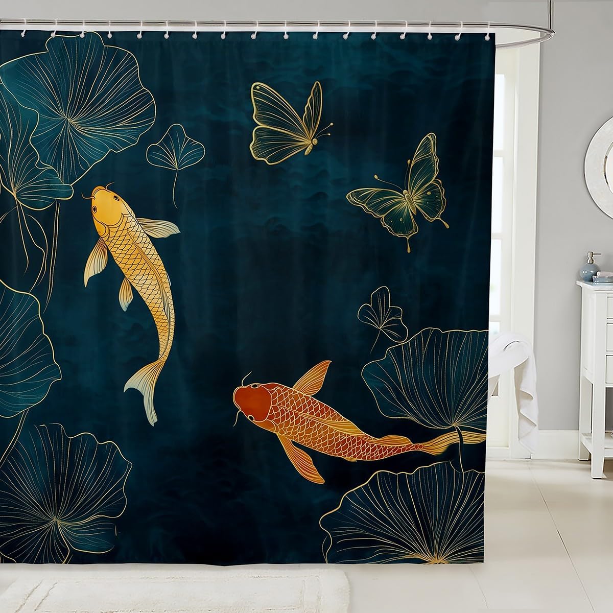 Unique Japanese Koi Fish Shower Curtain