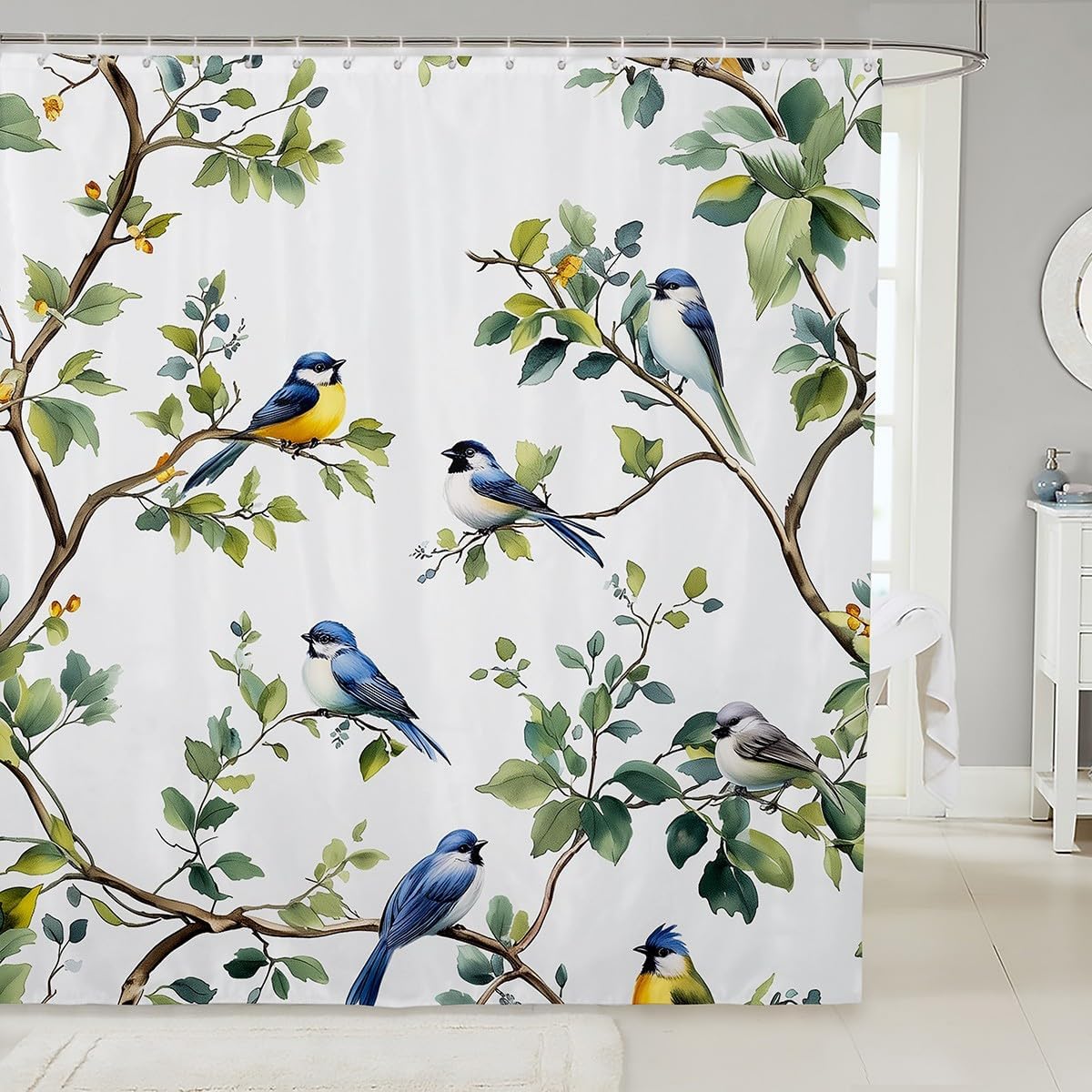 Charming Feelyou Birds Bath Curtain 72x72 Waterproof Fun for Your Bathroom