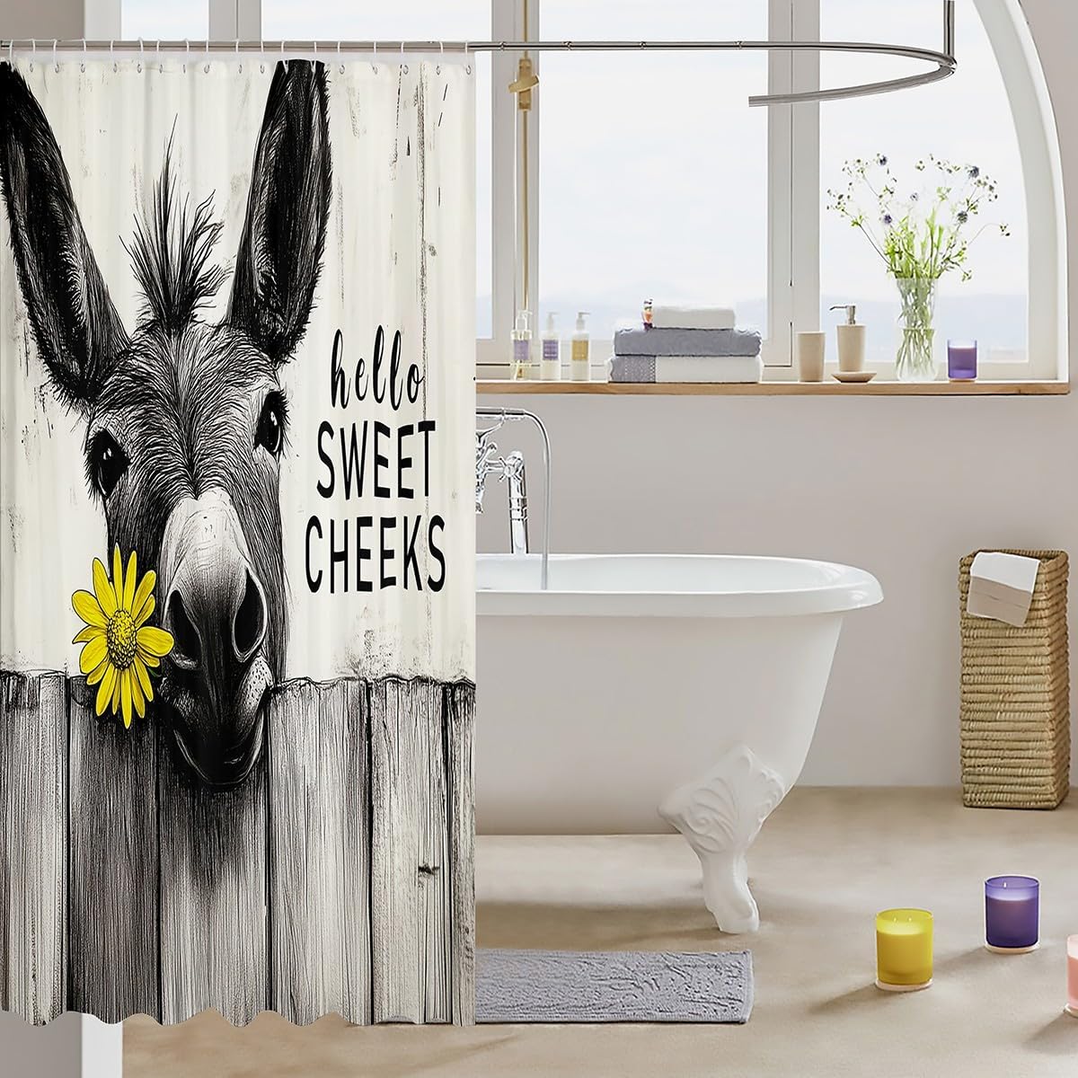 jejeloiu Funny Donkey Shower Curtain Set 1