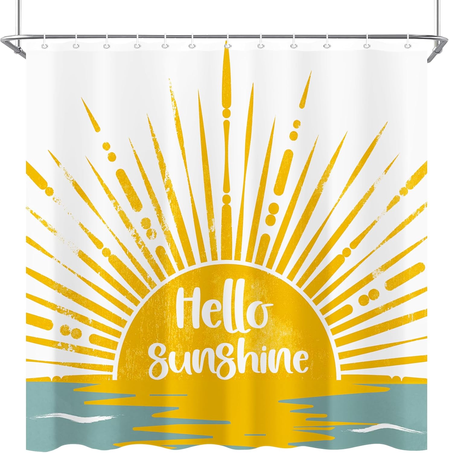 70s Yellow Sun Shower Curtain Set 72X72