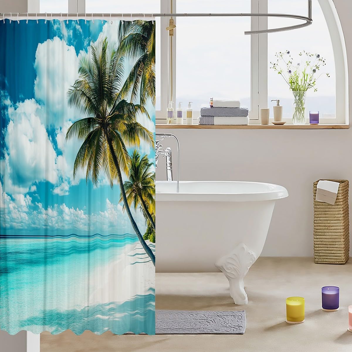 7jeloiu Kids Blue Ocean Bath Curtain 72x78 - Hawaiian Summer Gift for Kids