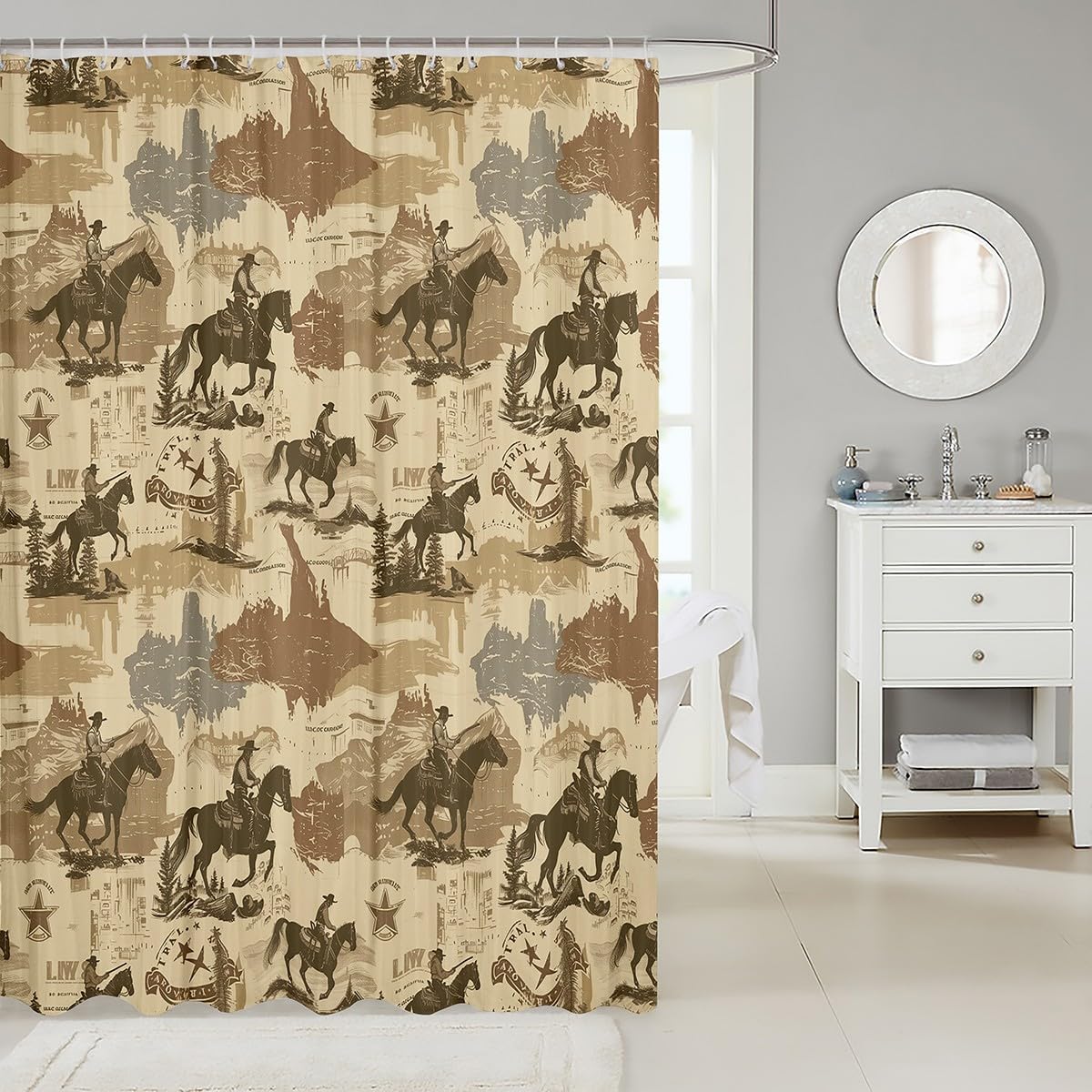 Feelyou Texas Star Cowboy Shower Curtain Set 72x78