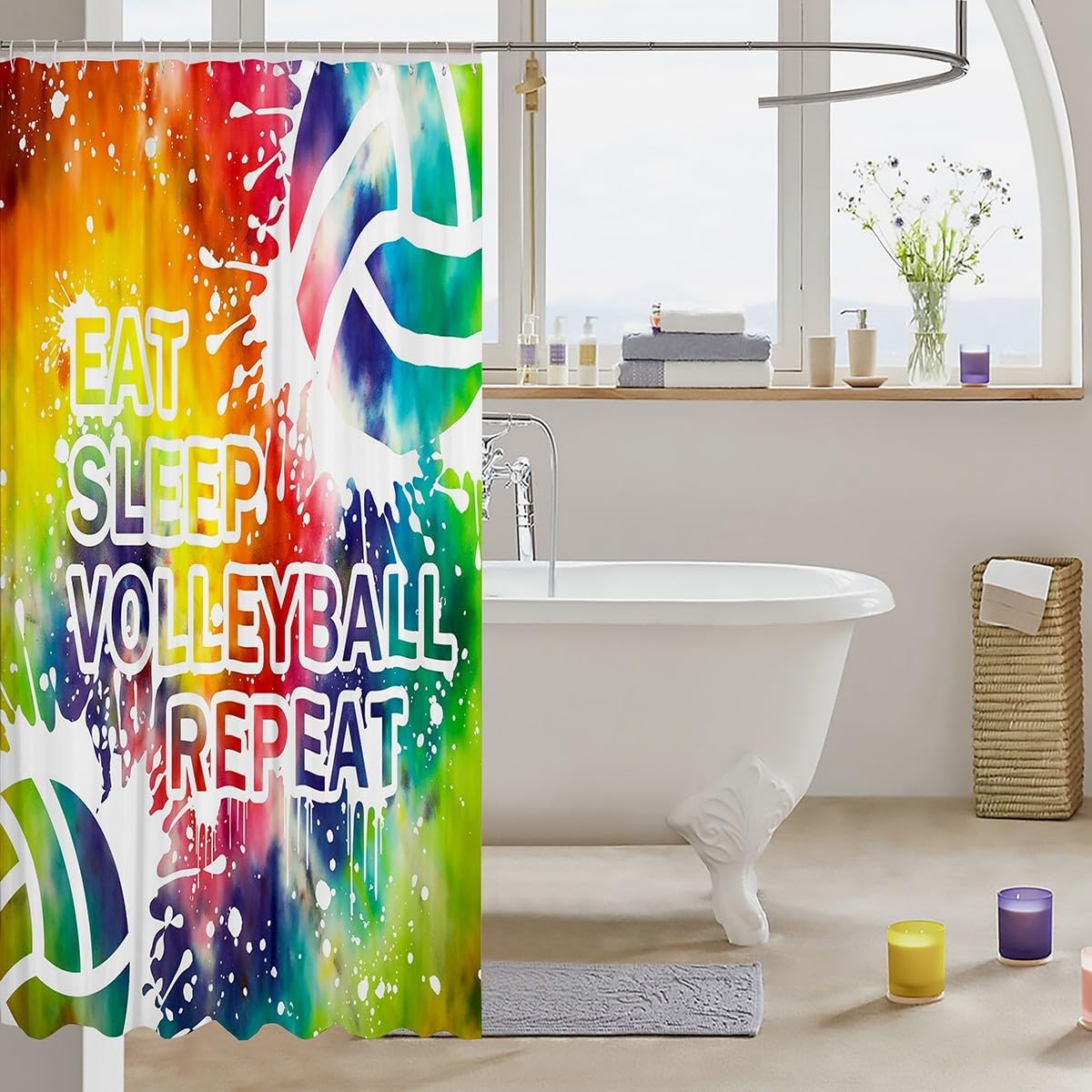 Feelyou Tie Dye Volleyball Bath Curtain 72x72