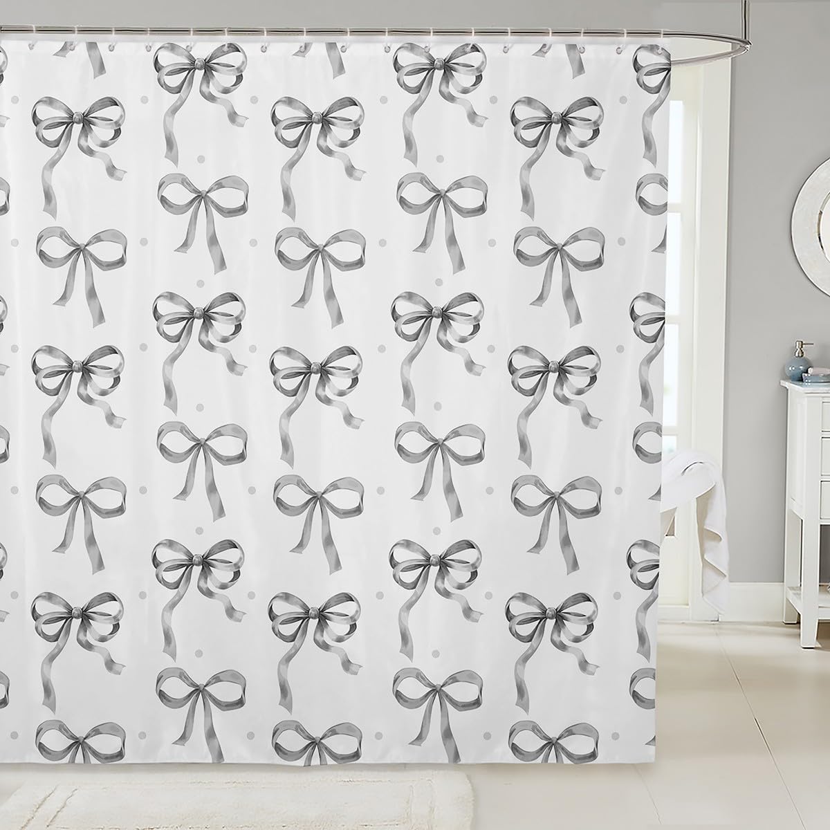 Feelyou Grey Bowknot Bath Curtain 72