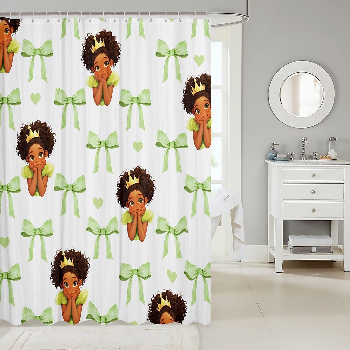 Manfei Cute Princess White Shower Curtain
