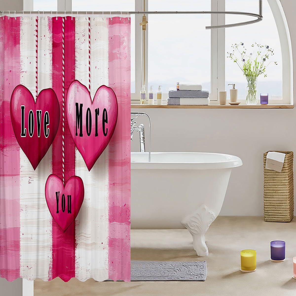 Swoop Valentines Day Bath Fun Curtain