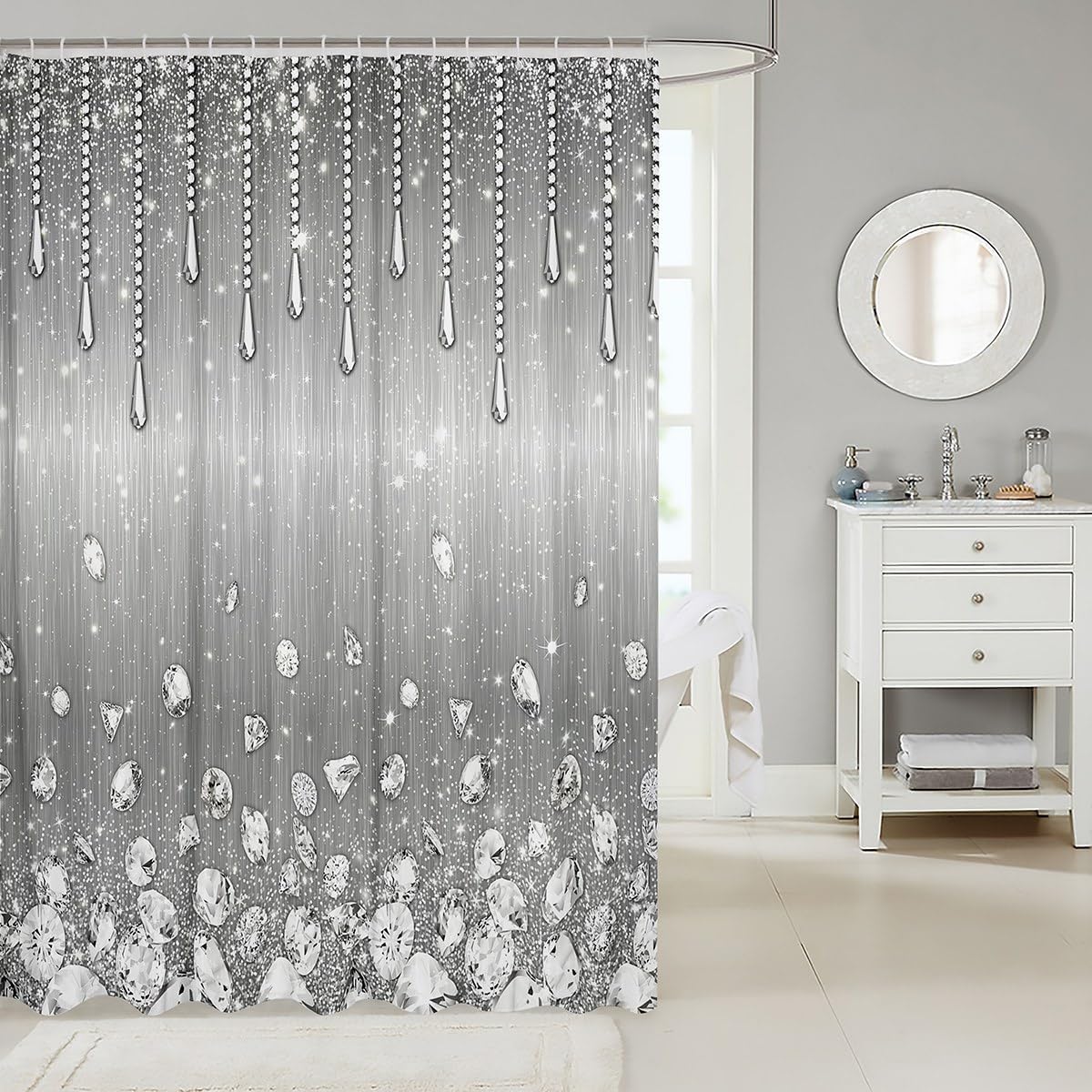 Geometric Ombre Stripes Shower Curtains