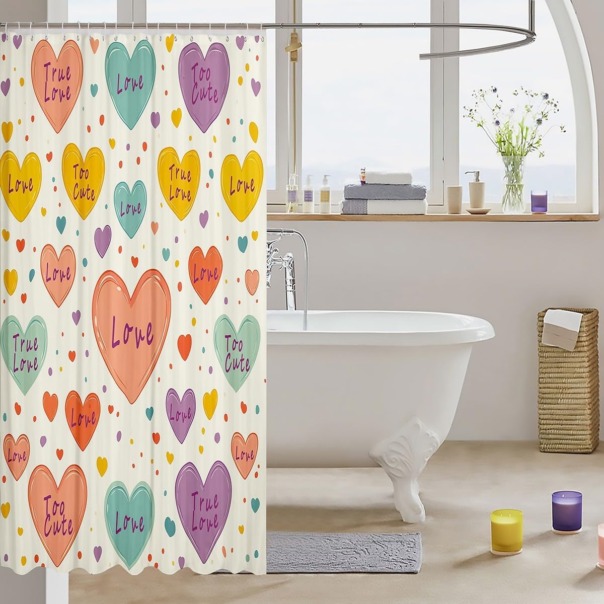 Valentines Day Kids Bath Curtain Set