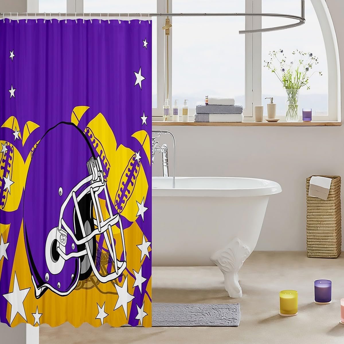 Erosebird American Football Bath Shower Curtain Set 72 x 72