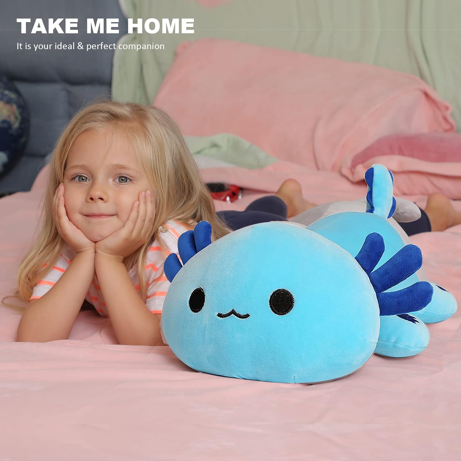 Onsoyours Blue Axolotl Plush Pillow 19 Inch Cute Stuffed Animal
