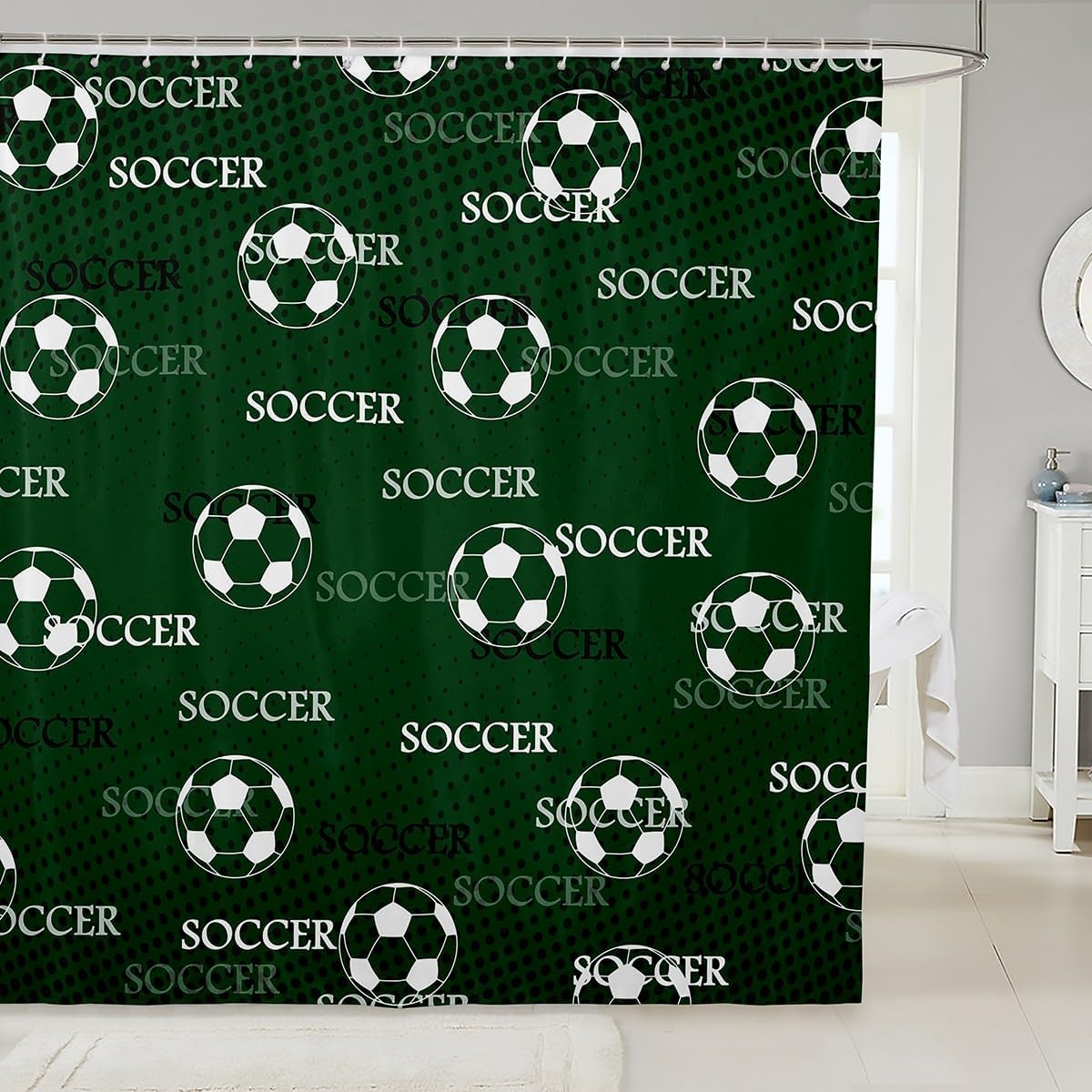 Feelyou Boys Football Bath Curtain 72x72