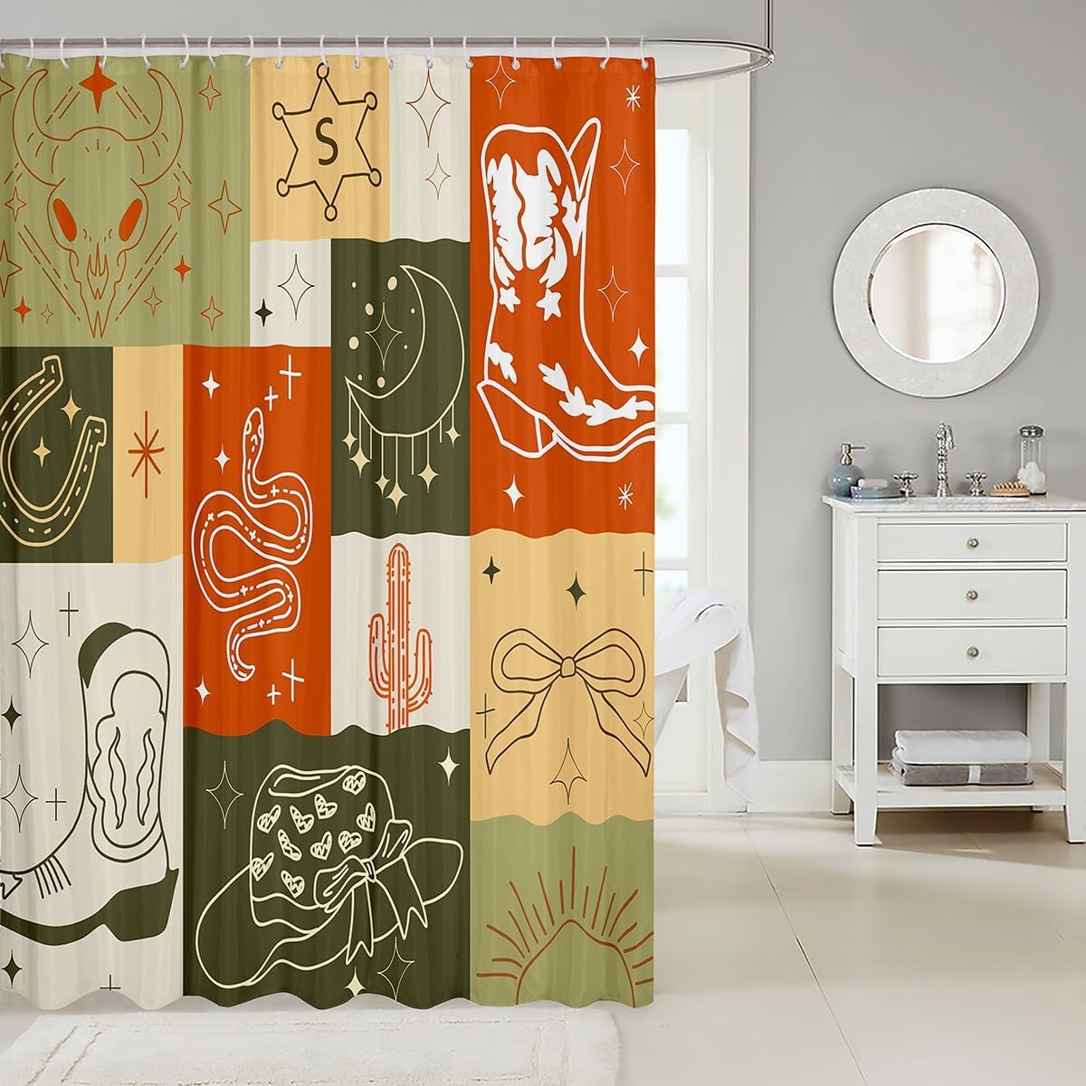 Wild Western Cowboy Bath Curtain Set
