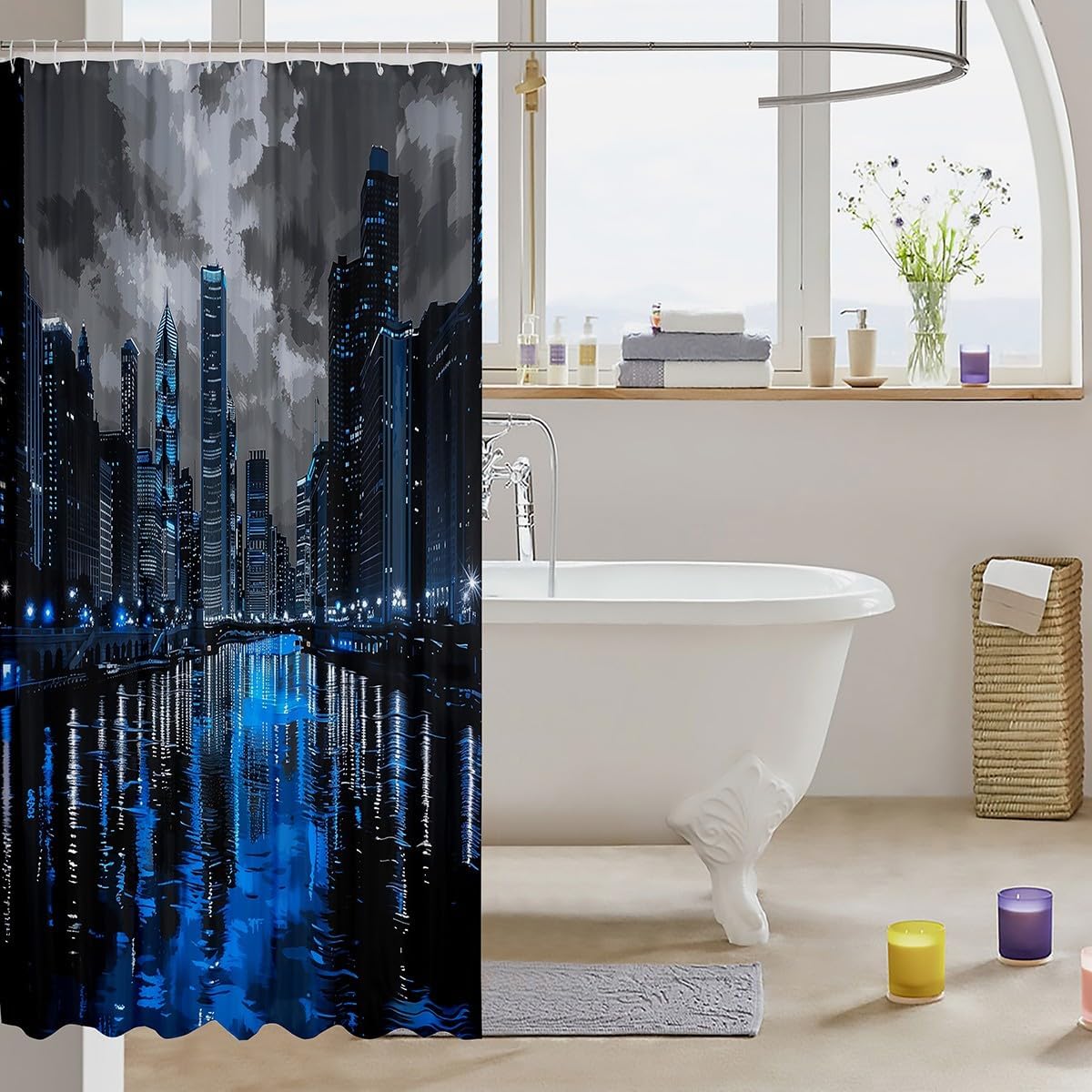 New York City Skyline Bath Curtain for Kids and Teens