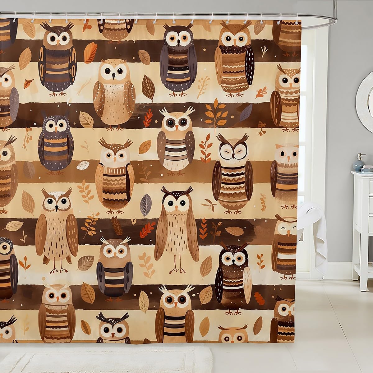 Feelyou Owl 72x72 Shower Curtain Set