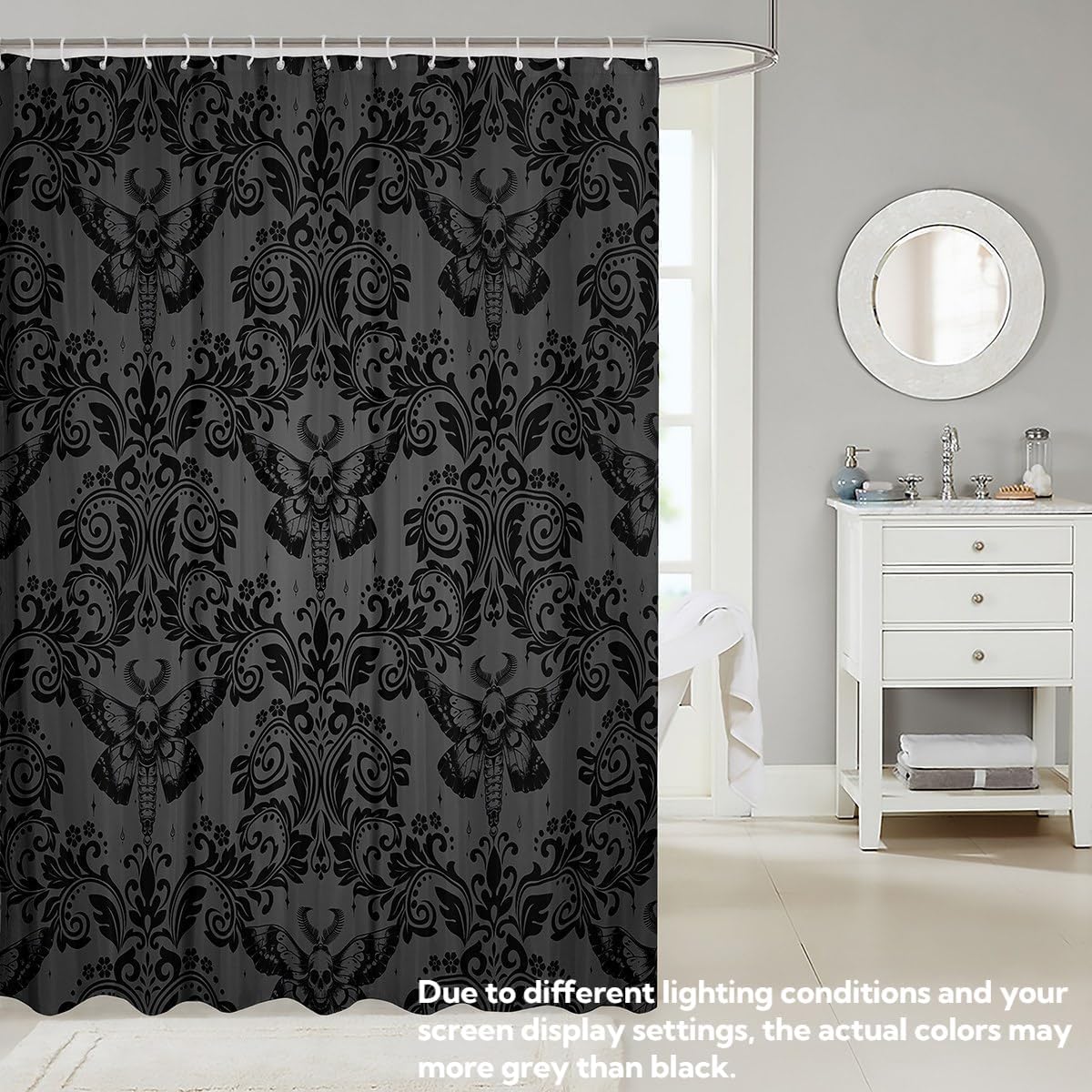 Feelyou Adults Dark Olive Green Gothic Shower Curtain Victorian Bathroom Set 72x78