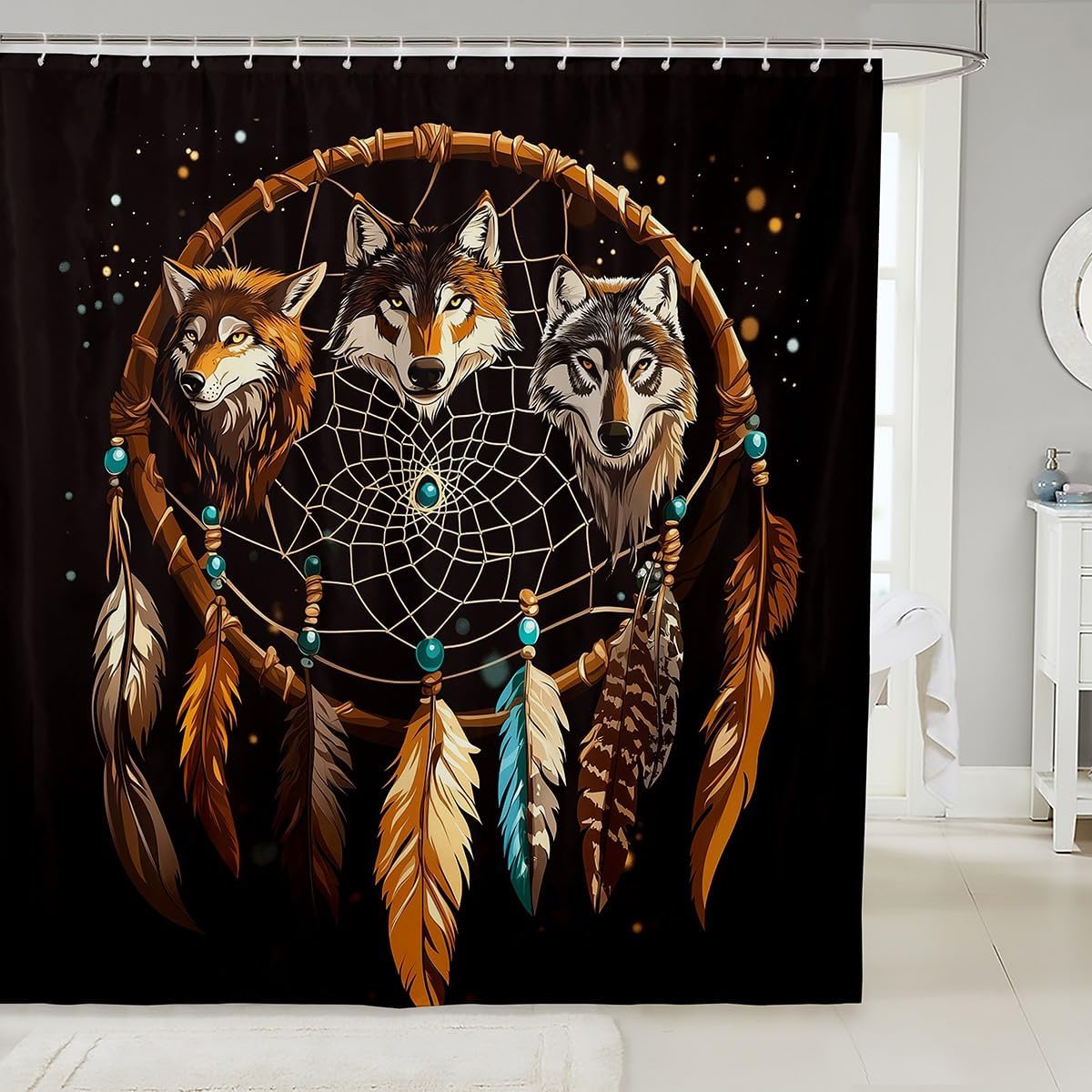 Feelyou Wolves Howling Shower Curtain Set 72x72