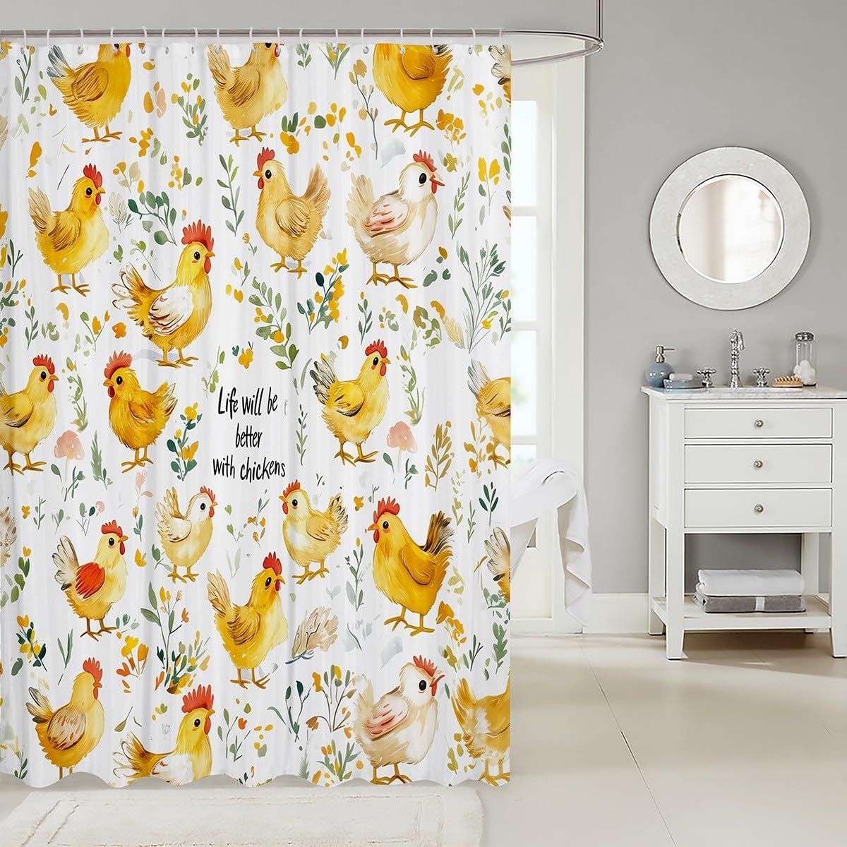 Feelyou Cute Chicken Bathroom Curtain