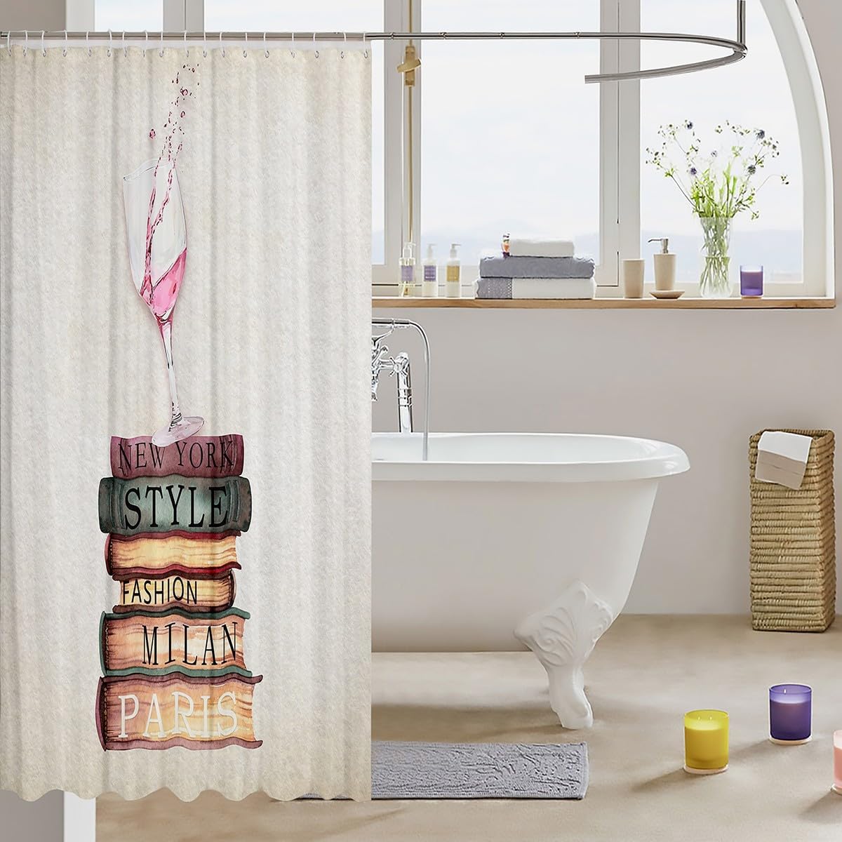 Eroseual 78x72 shower curtain set modern design waterproof 12 hooks