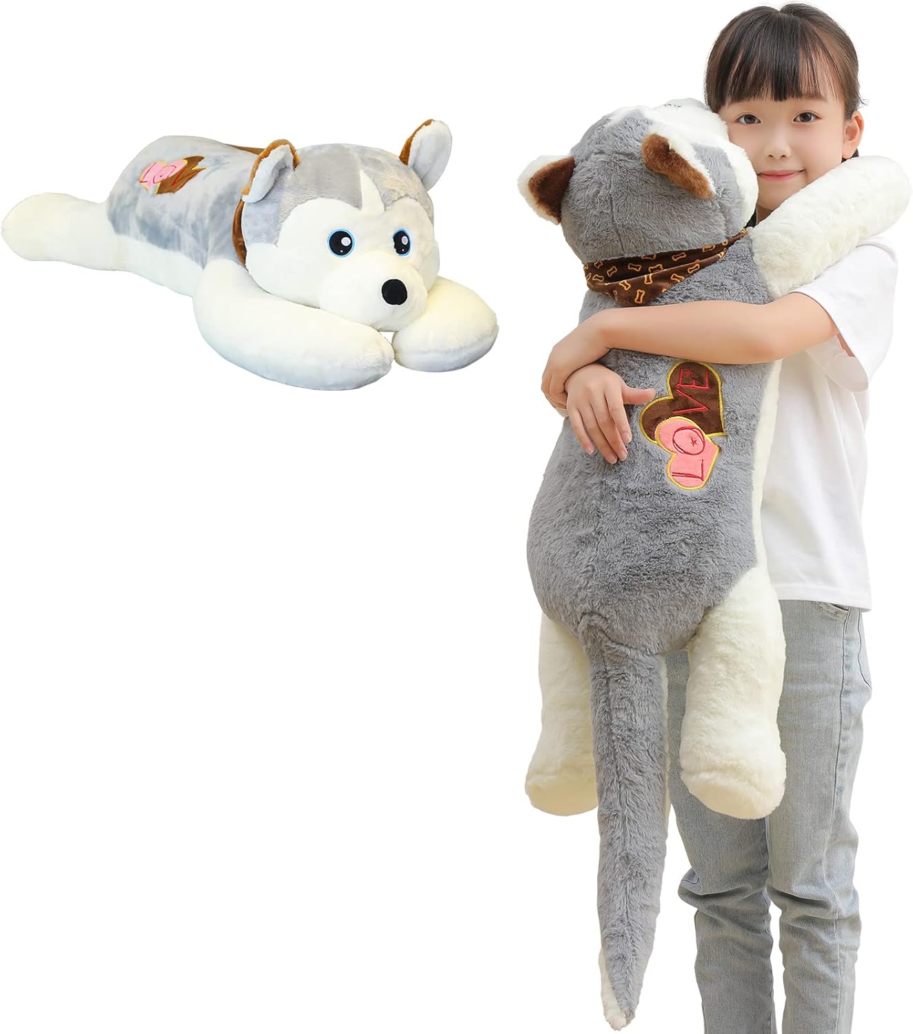 Big Comfy Husky Dog Plush Toy for Kids and Adults 32-inch