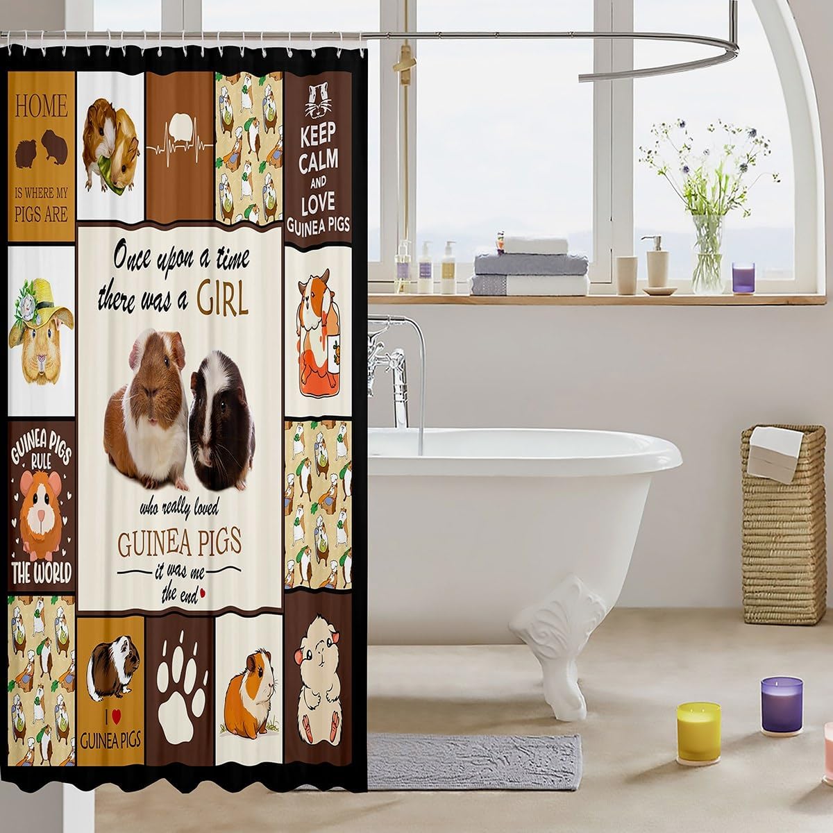 Manfei Cute Guinea Pig Shower Curtain Set