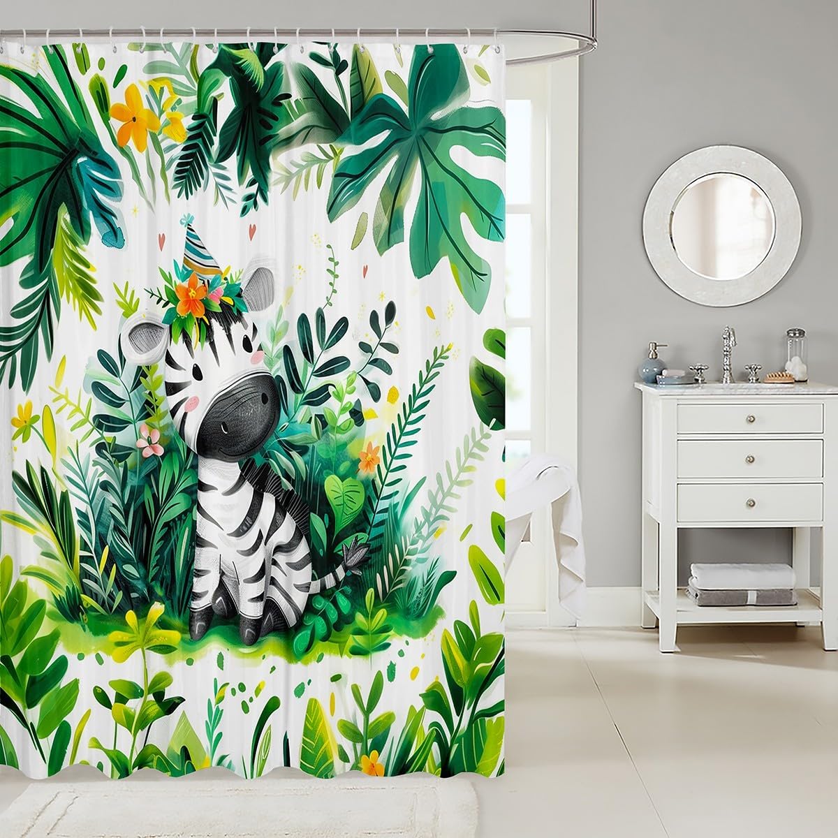 Feelyou Zebra Bath Curtain 72x78 Set
