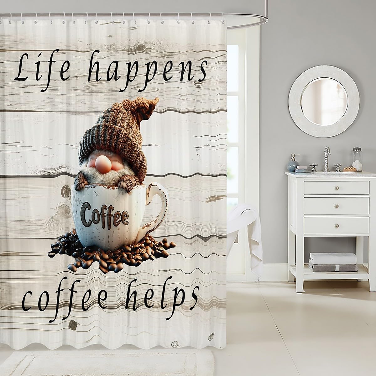 Feelyou 72 x 72 Kawaii Gnome Bathroom Shower Curtain