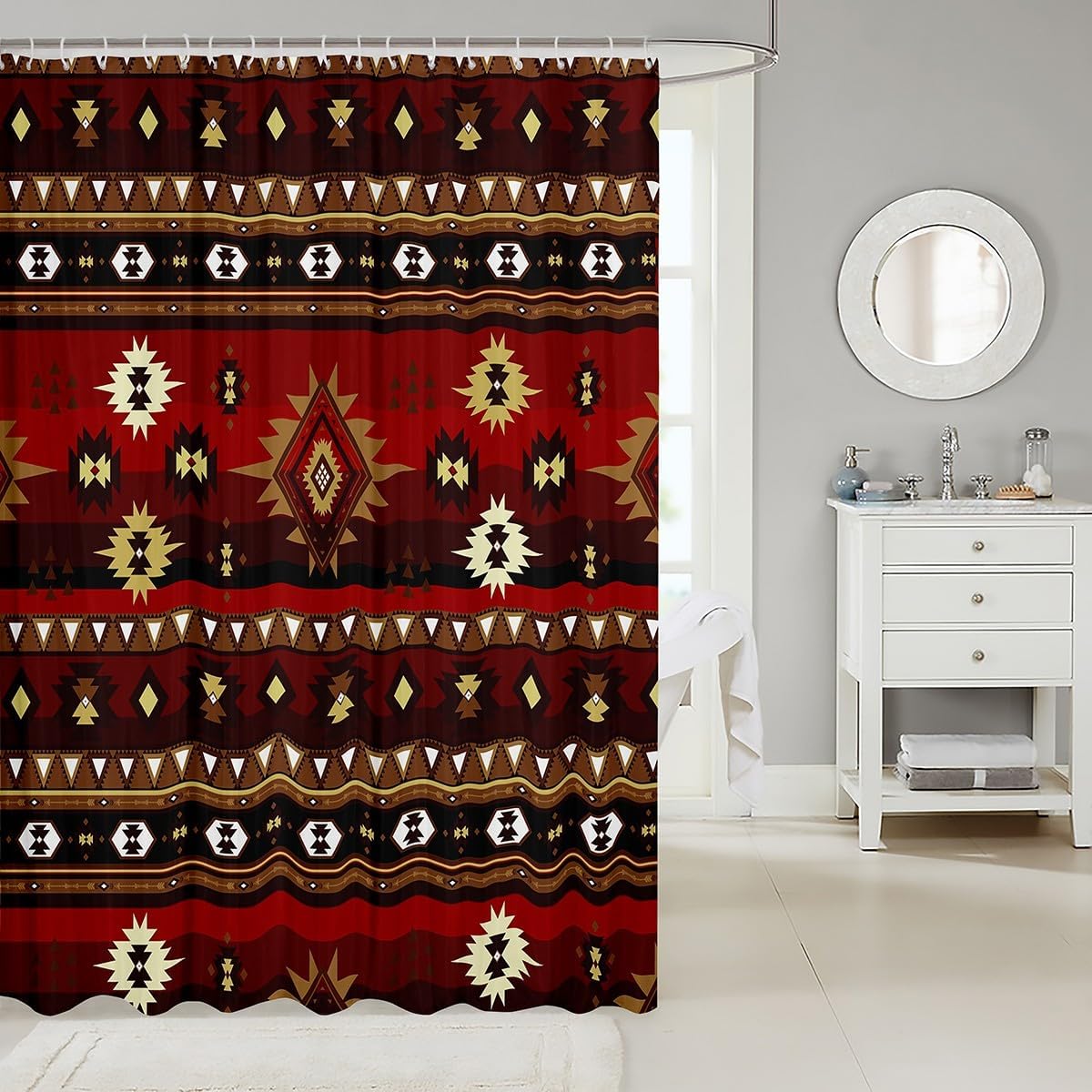 Boho Kitchen Kids Western Bath Curtain Set 72 x 84 Waterproof Design