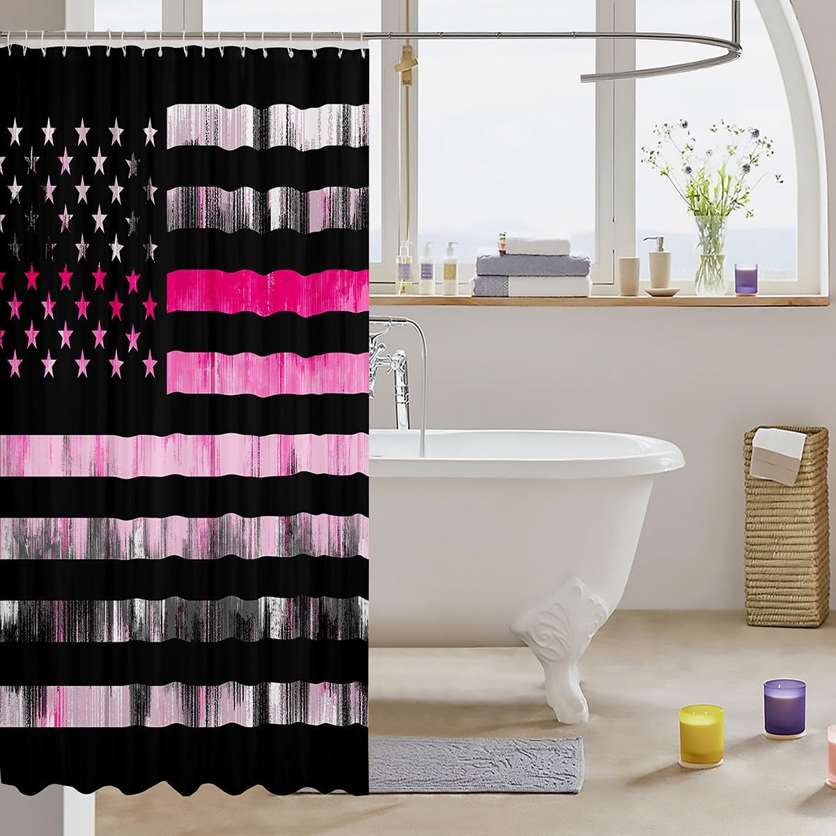 Feelyou 72x72 American Flag Bath Curtain Set