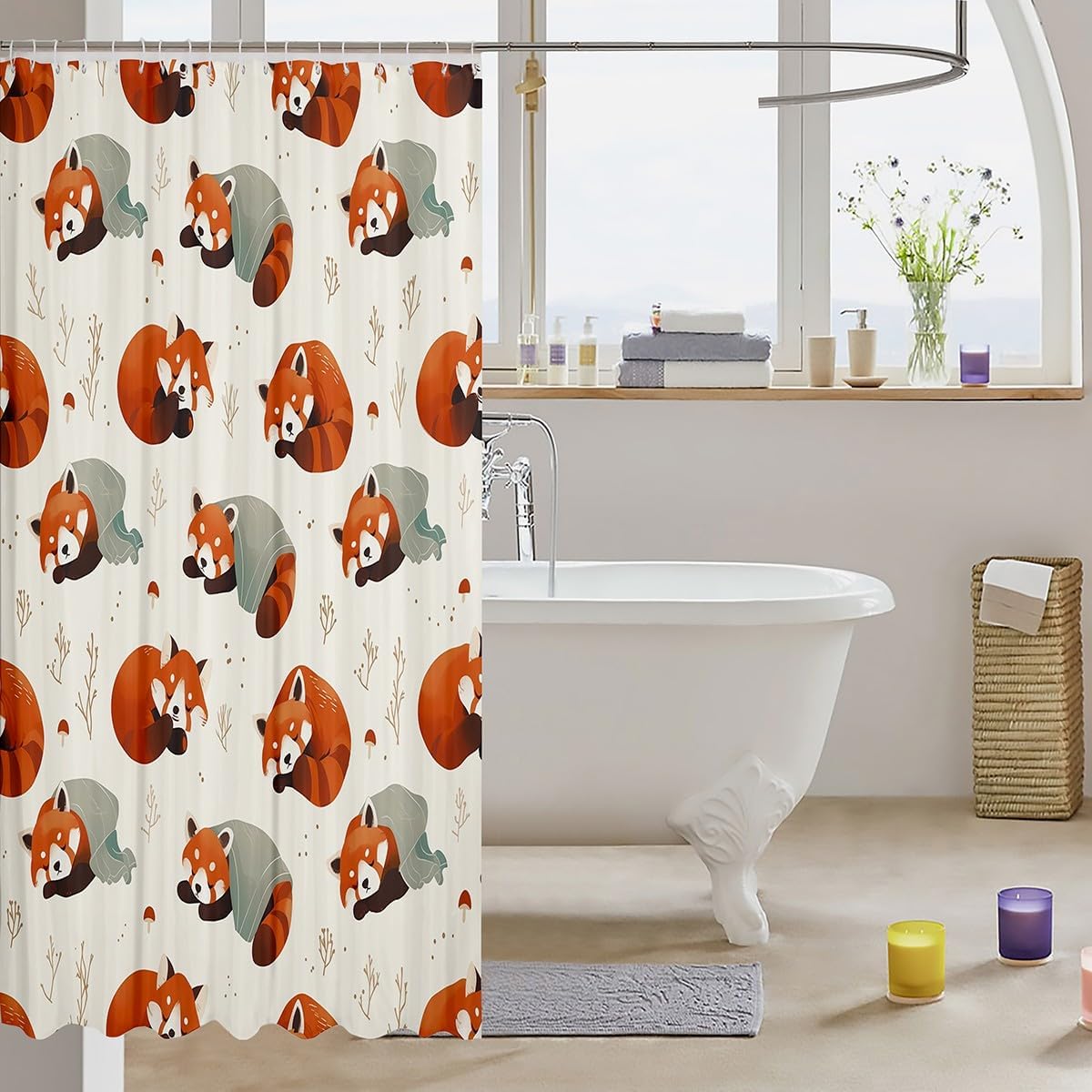 Feelyou Lesser Panda Shower Curtain 72x78 Water Resistant