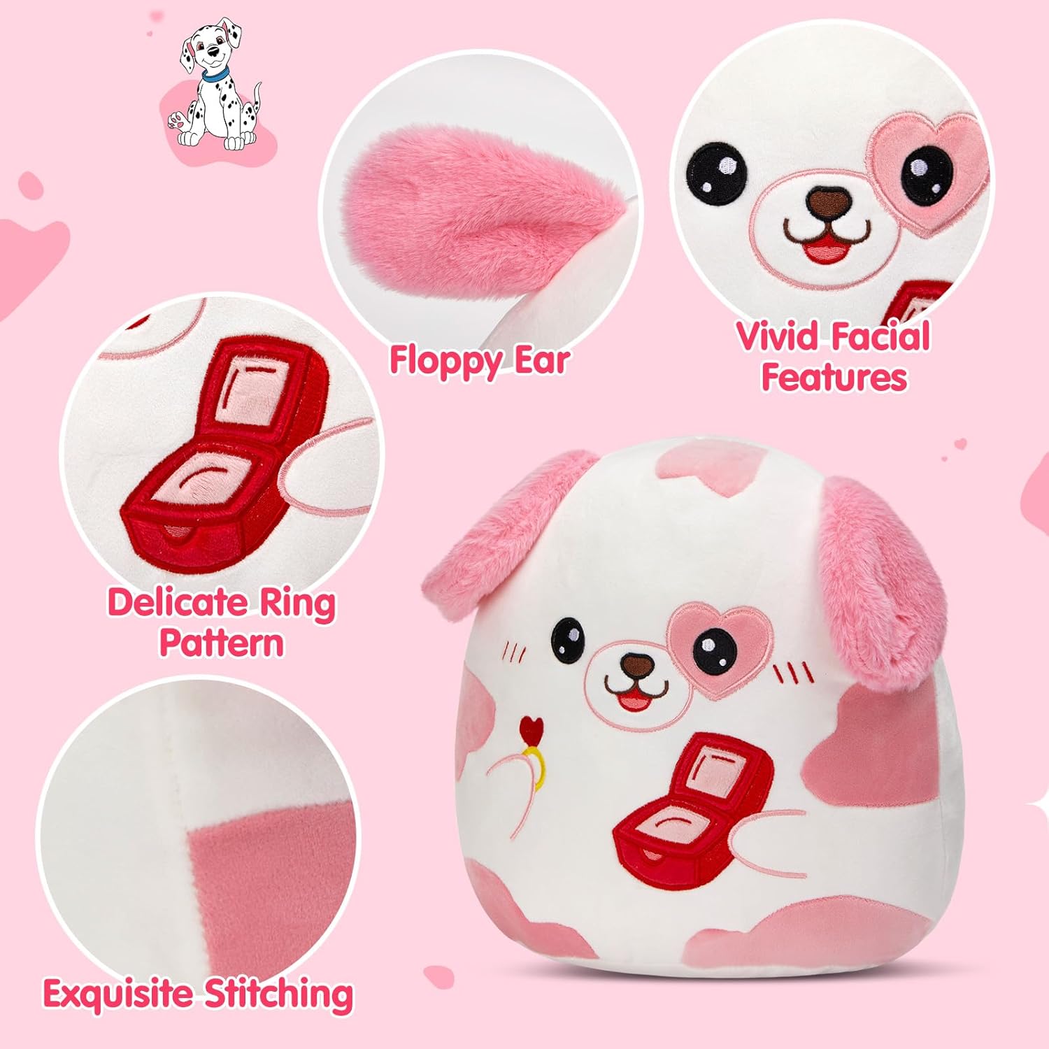 CUTE 12 HEART SHAPED PUPPING STUFFED ANIMALS for Valentines Gift