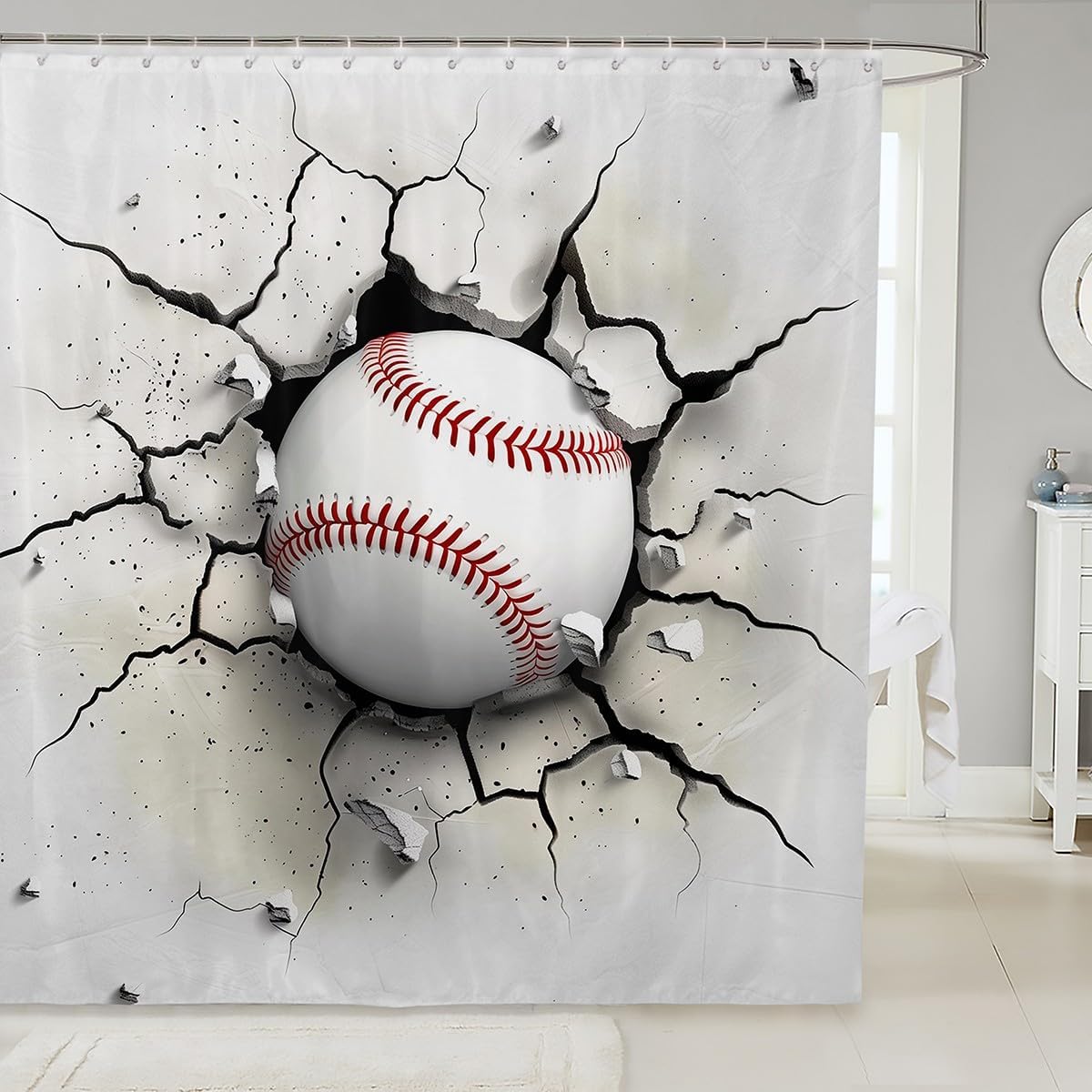 Feelyou Baseball Shower Curtain Set 72x78 Inches