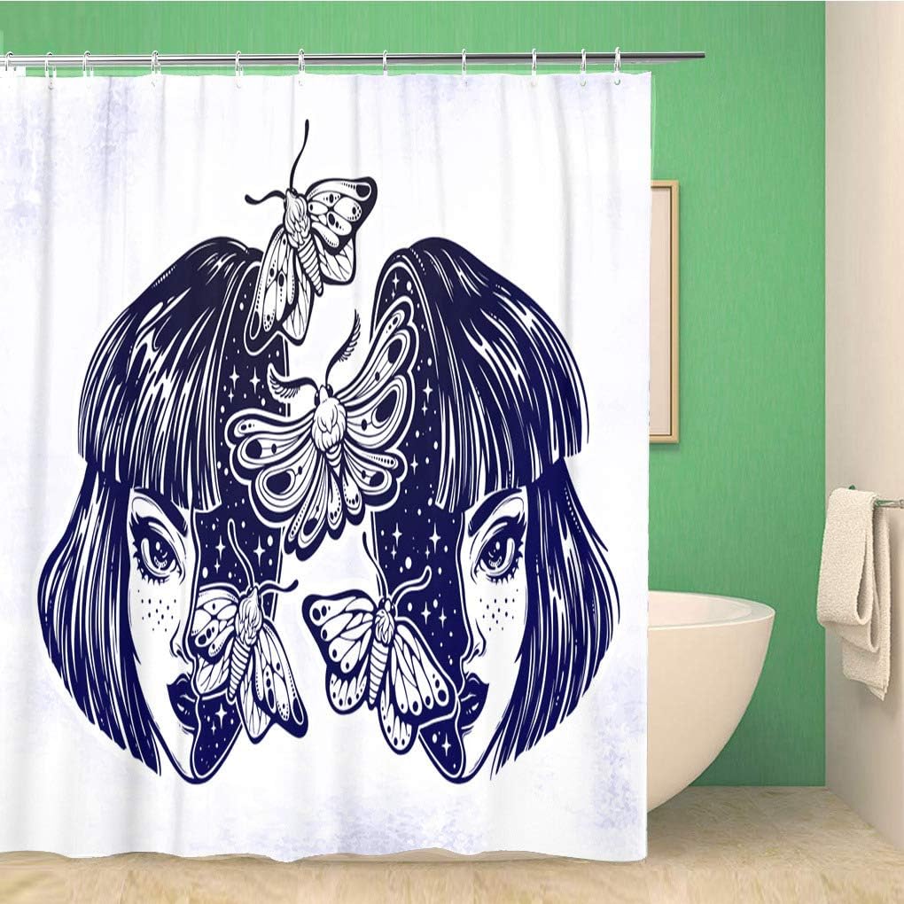 Rouihot Surreal Human Hook Loop Shower Curtain Set