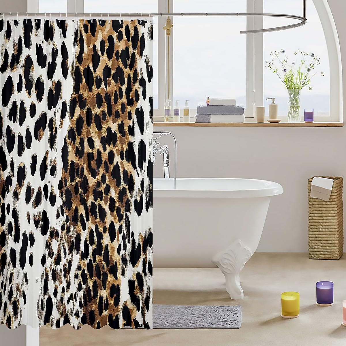 Leopard Print Shower Curtains for Boys Girls - Waterproof Fun