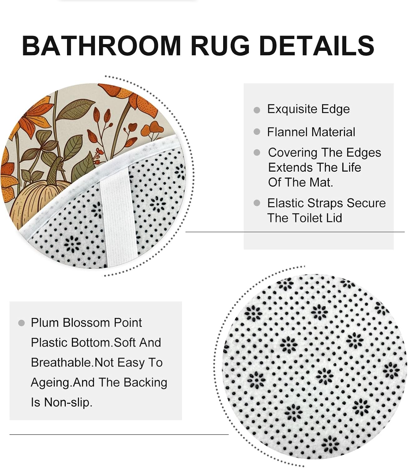 4PCS Fall Cream Pumpkin Shower Curtain Set