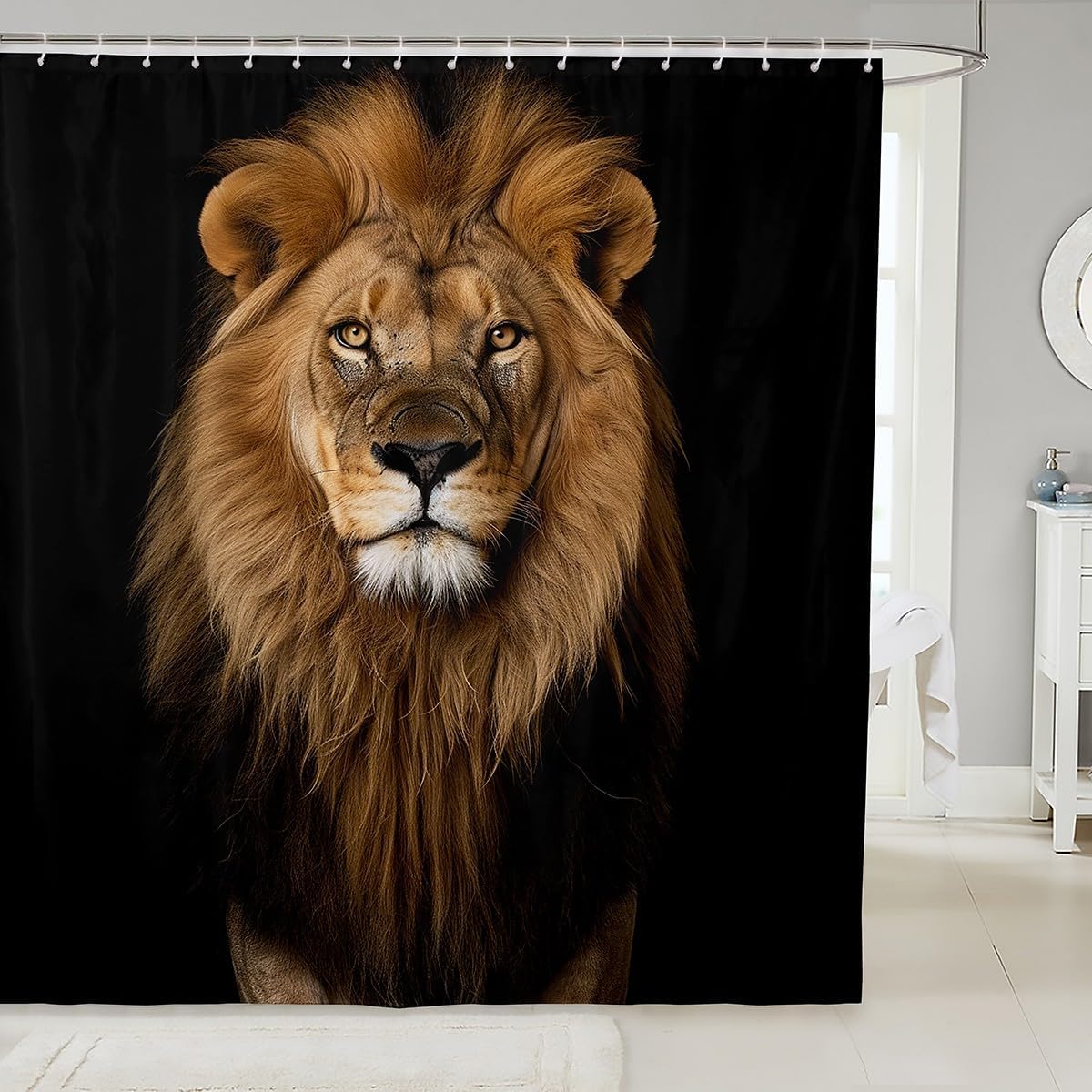 Jejeloiu Lion Shower Curtain Safari Print 72x72