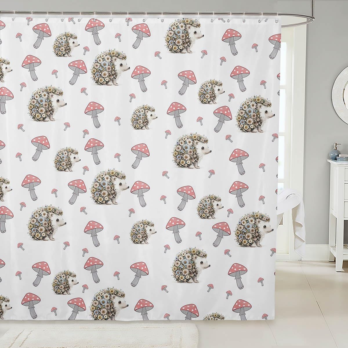 Manfei Cute Hedgehog Kids Shower Curtains