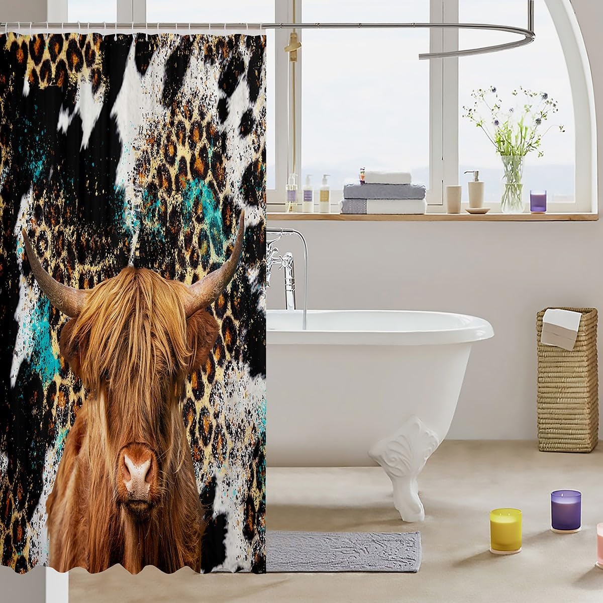 Manfei Highland Cattle Kids Shower Curtains