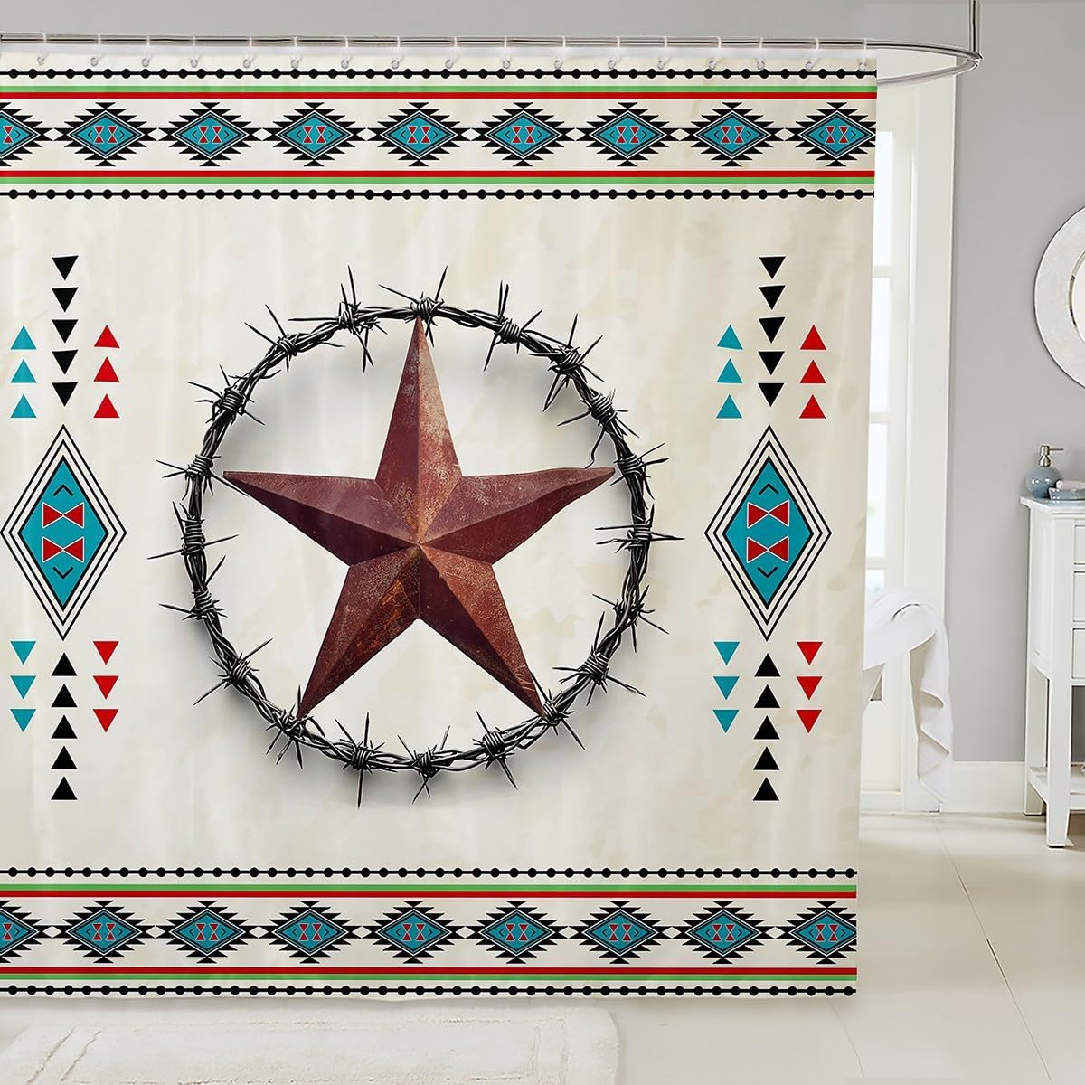 Boho Texas Star 72x84 Shower Curtain Set
