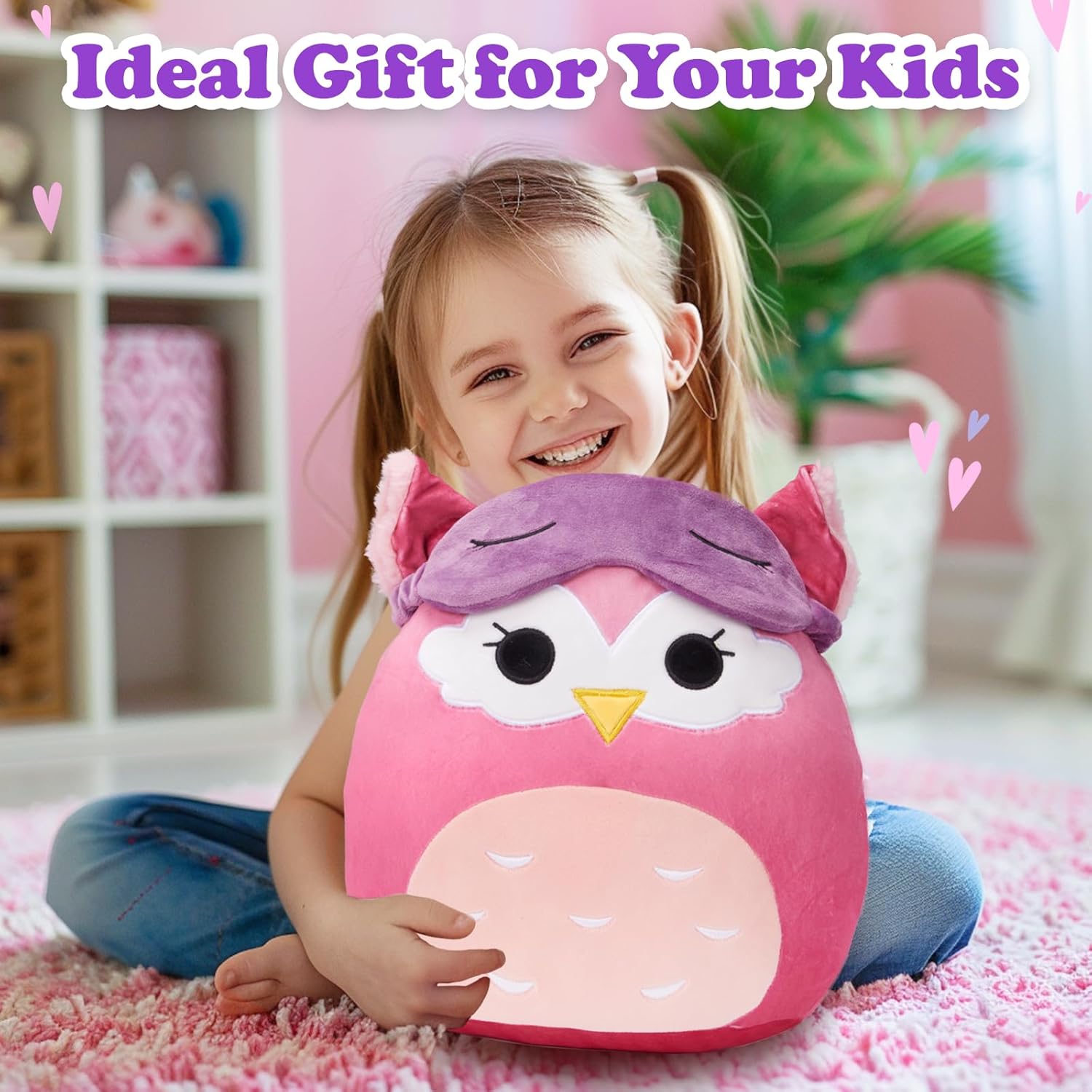 Cute Owl Plush Pillow with Mask Soft and Fun