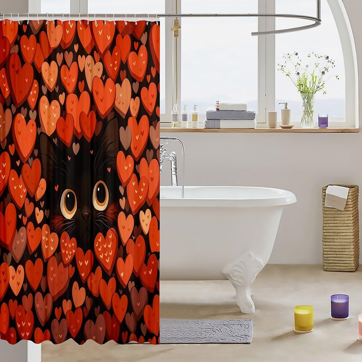 Super Fun 72x72 Bath Curtain Happy Love Day for Kids Unique Design