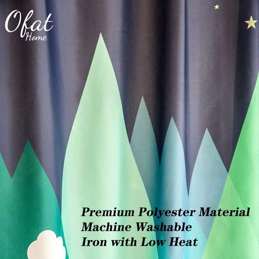 Ofat Home Green Mountain Forest Kids Shower Curtain Set