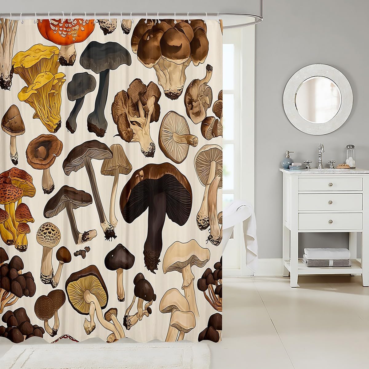Feelyou Cute Mushroom Shower Curtain - 72x78 Fun Design