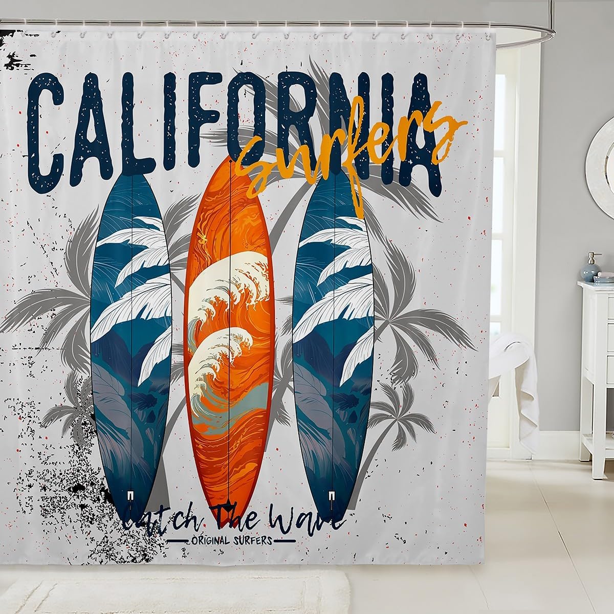 Fun Kids Surfing Bathroom Curtains