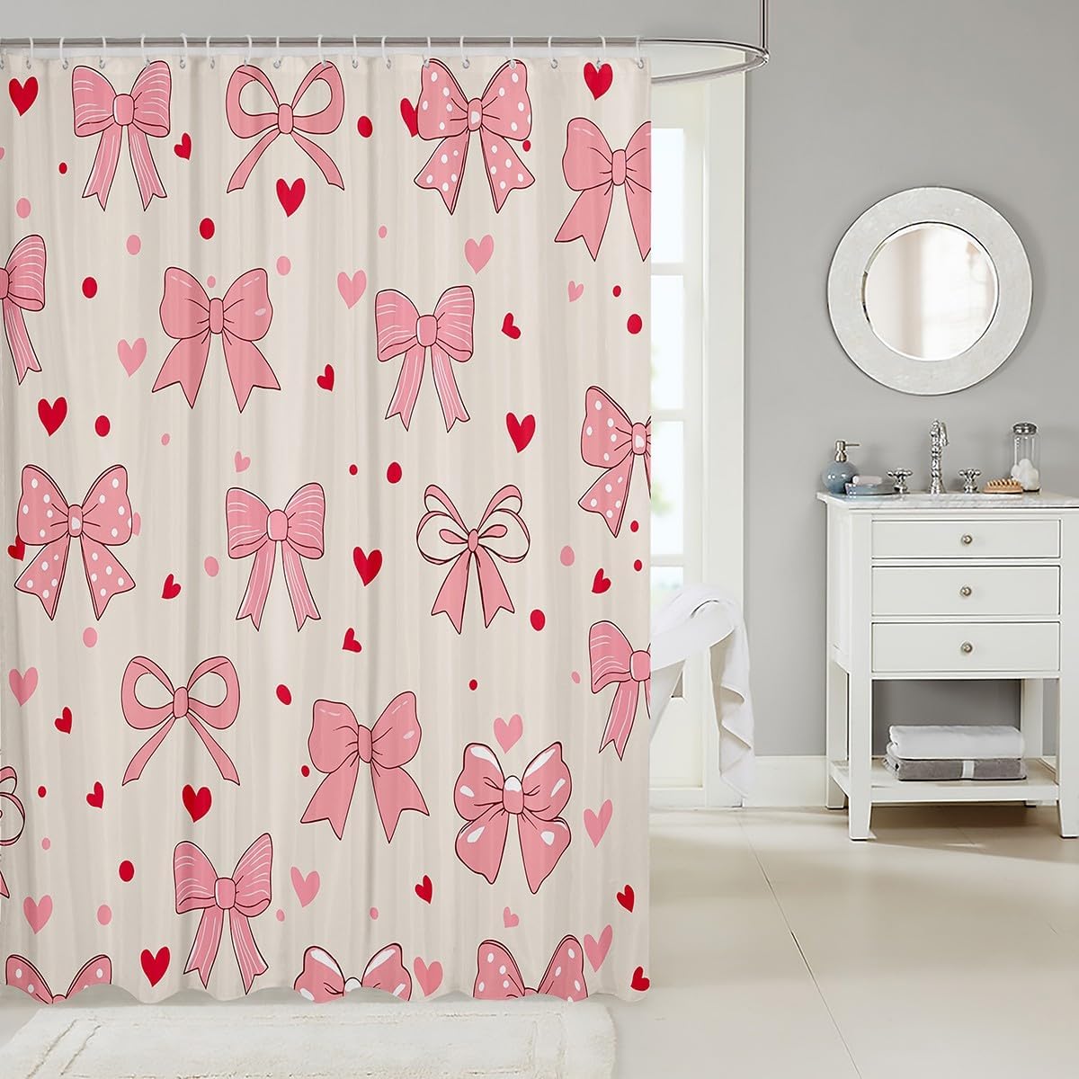 Manfei Cartoon Bowknot Kids Shower Curtains