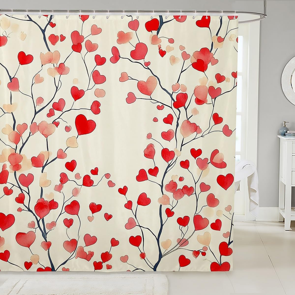 Jejeloiu Valentines Day Bath Curtain 72x72 Kids crawled valentines theme